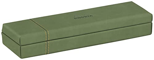 Rhodia 194515C - Etui na długopisy 21x5,5x3cm, elegancka sztuczna skóra, na ołówki, pędzle i długopisy, 1 sztuka, kolor szałwiowy
