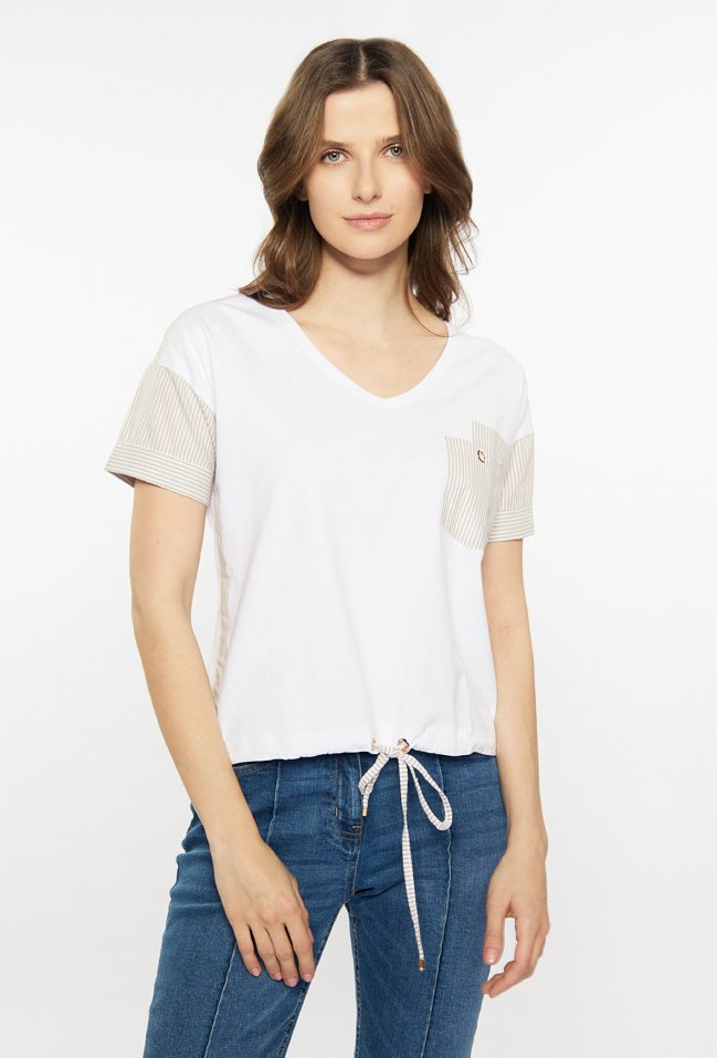 Bawełniany t-shirt w paski - Monnari