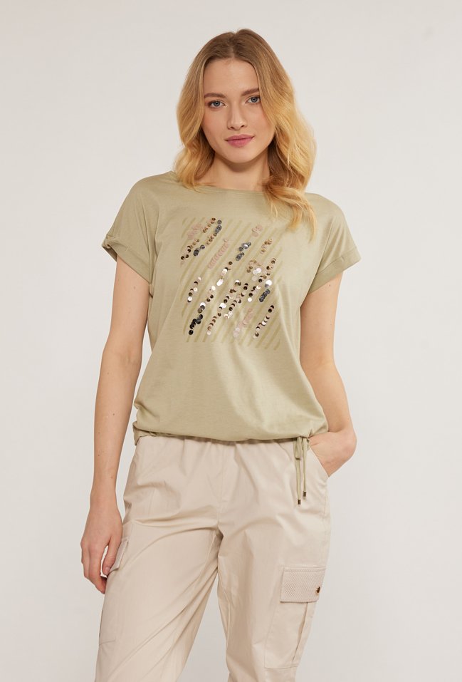 T-shirt z cekinami - Monnari