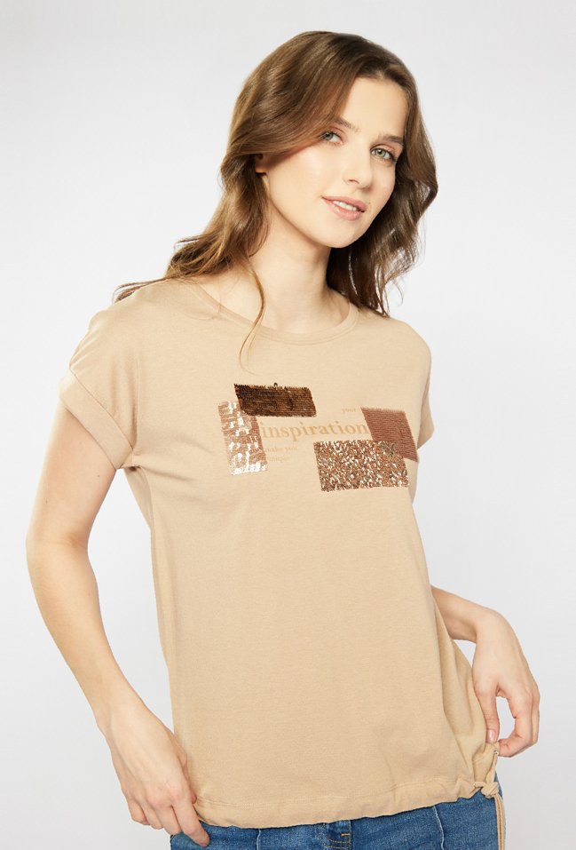 T-shirt z cekinami - Monnari