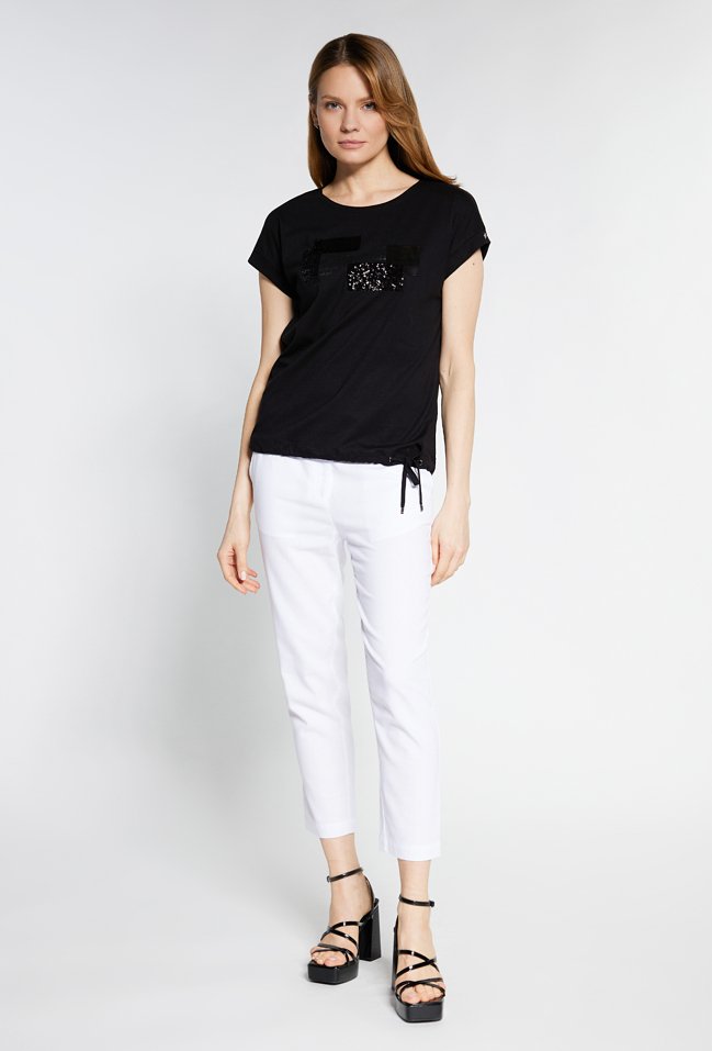 T-shirt z cekinami - Monnari