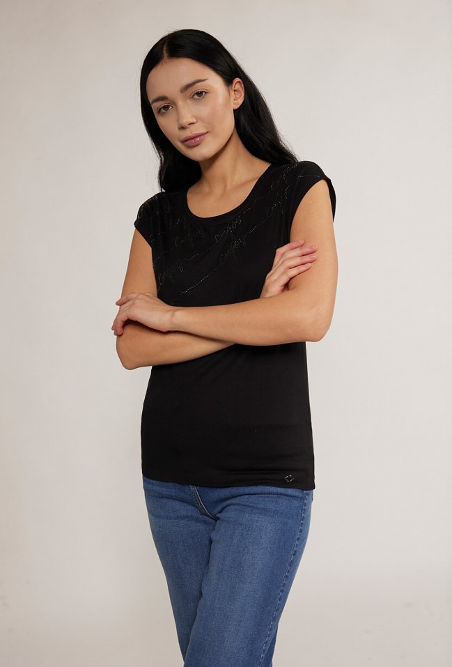T-shirt z wiskozy - Monnari