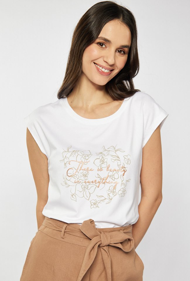 T-shirt z wiskozy - Monnari