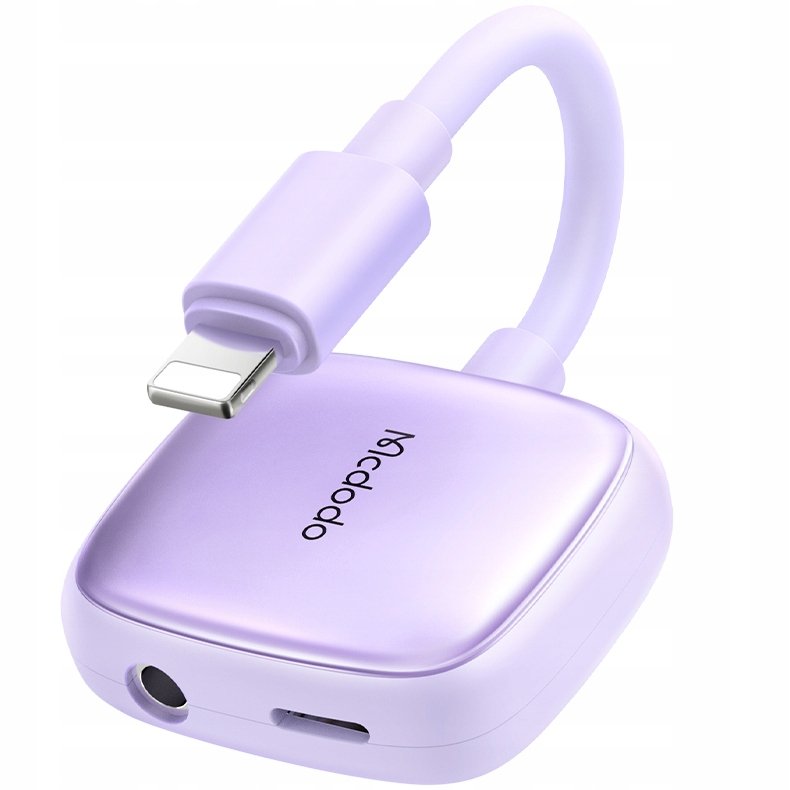 MCDODO, PRZEJŚCIÓWKA, ADAPTER, MINI JACK, DO IPHONE, FIOLETOWY