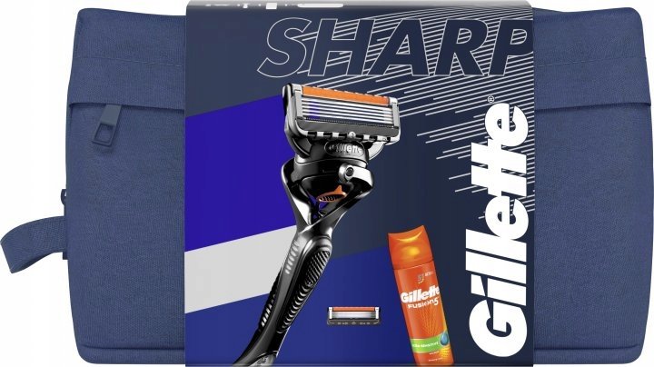 Gillette Zestaw podarunkowy: maszynka do golenia ProGlide dla mężczyzn + 1 ostrze wymienne + żel do golenia Fusion5 Ultra Sensitive 200 ml + kosmetyczka podróżna