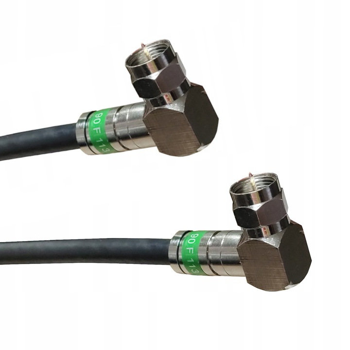 Kabel antenowy Przewód | złącza zaciskane 2x F kątowe | 15m