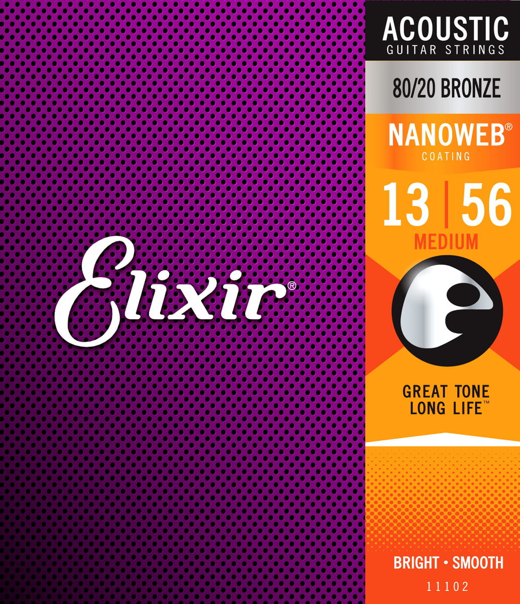Elixir struny do gitary akustycznej, elektroakustycznej Nanoweb 13-56 11102