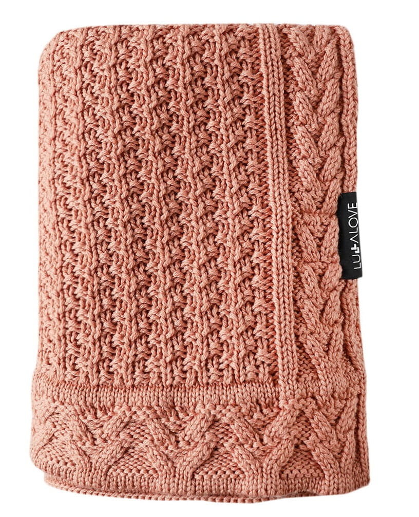 Kocyk merino PREMIUM - ciasteczko terracotta Lullalove