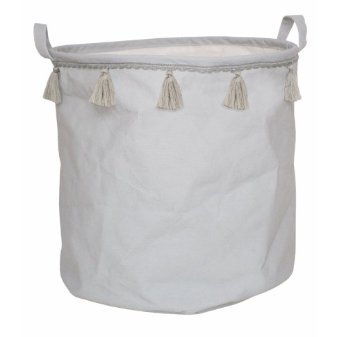 Szary okrągły pojemnik na zabawki z uchwytami G4-S58