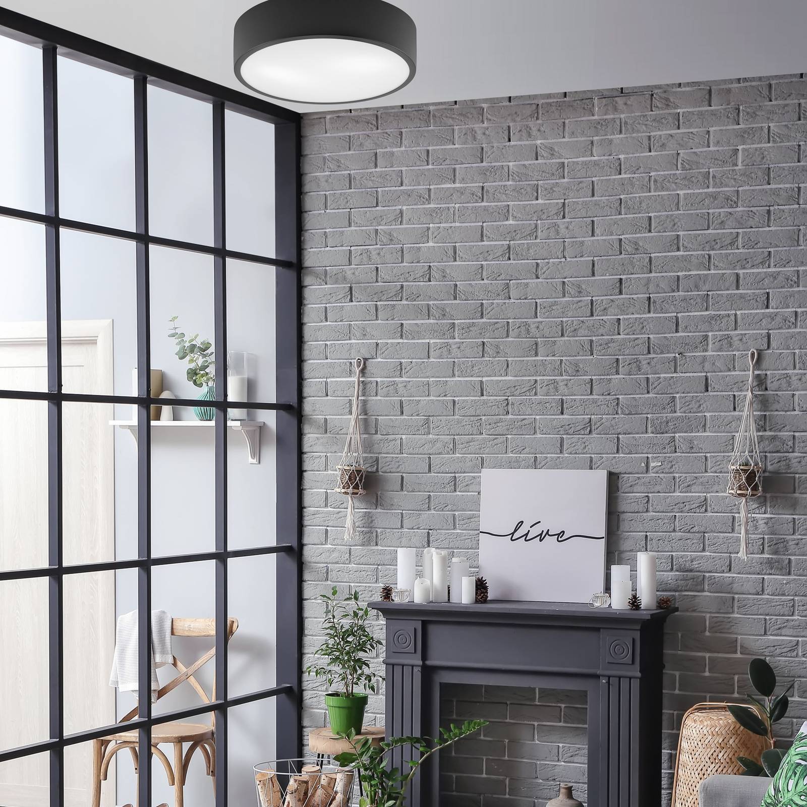 Lampa sufitowa Kimban z metalu, Ø 36 cm, czarna