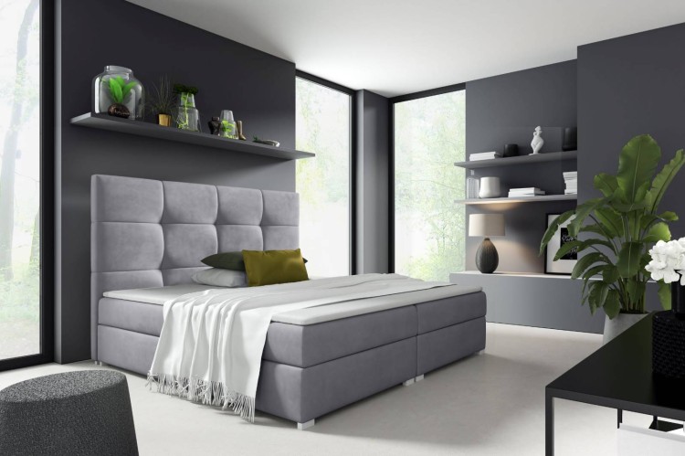 Łóżko kontynentalne pikowane Harry 1 180x200 Szare