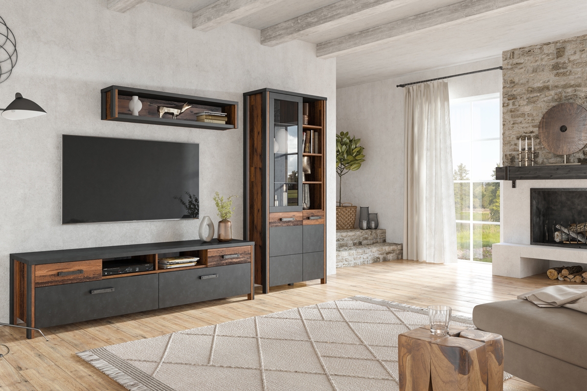 Meblościanka do salonu Buffalo 10 Matera - old style mix plank