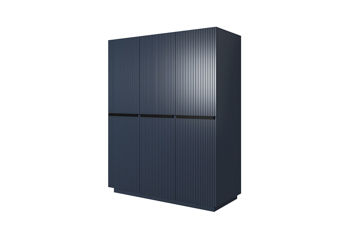 Szafa Nicole 150 cm z kontenerkiem - granat MDF / czarne uchwyty