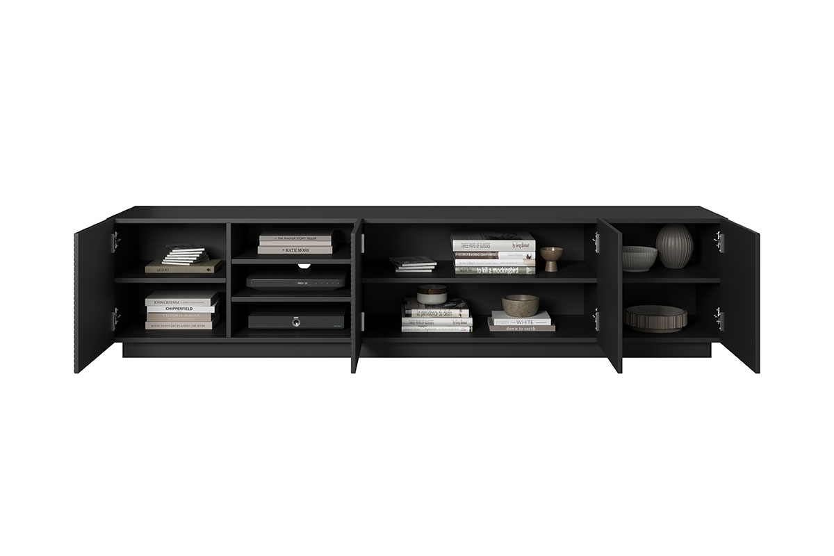 Szafka RTV Asha 200 cm z wnęką - czarny mat