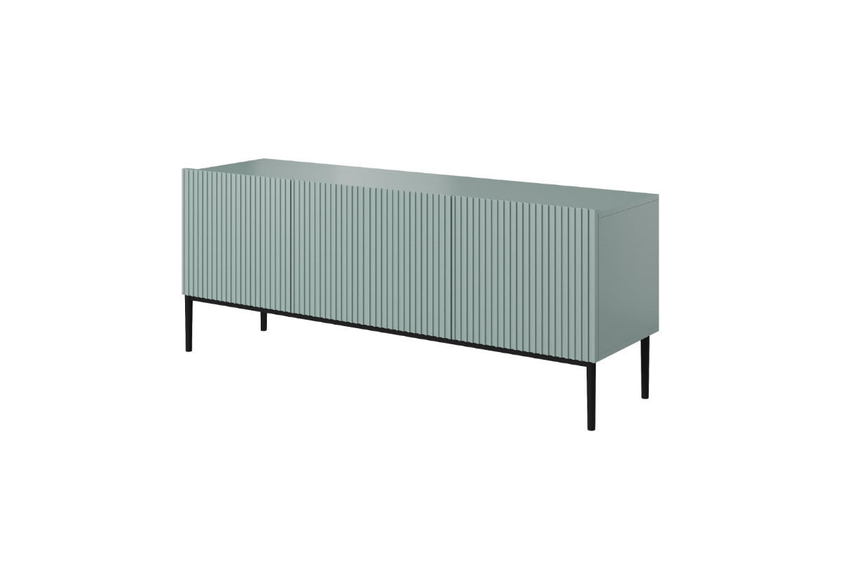 Szafka RTV Nicole 150 cm - szałwia MDF / czarne nóżki