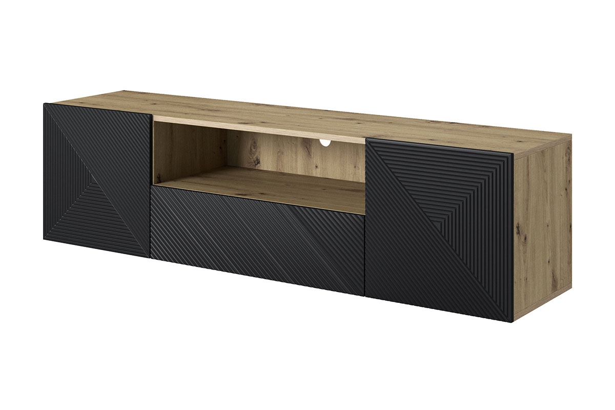 Szafka RTV wisząca Asha 167 cm - artisan /czarny mat