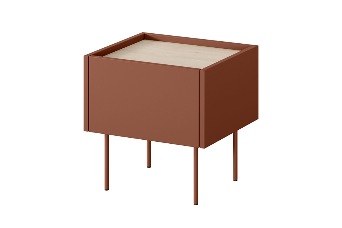 Szafka nocna z szufladą Desin 45 1SZ - ceramic red / dąb nagano