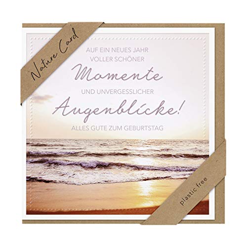 bsb Kartka urodzinowa życzenia urodzinowe – naturalna kartka na plażę – koperta z papieru typu kraft