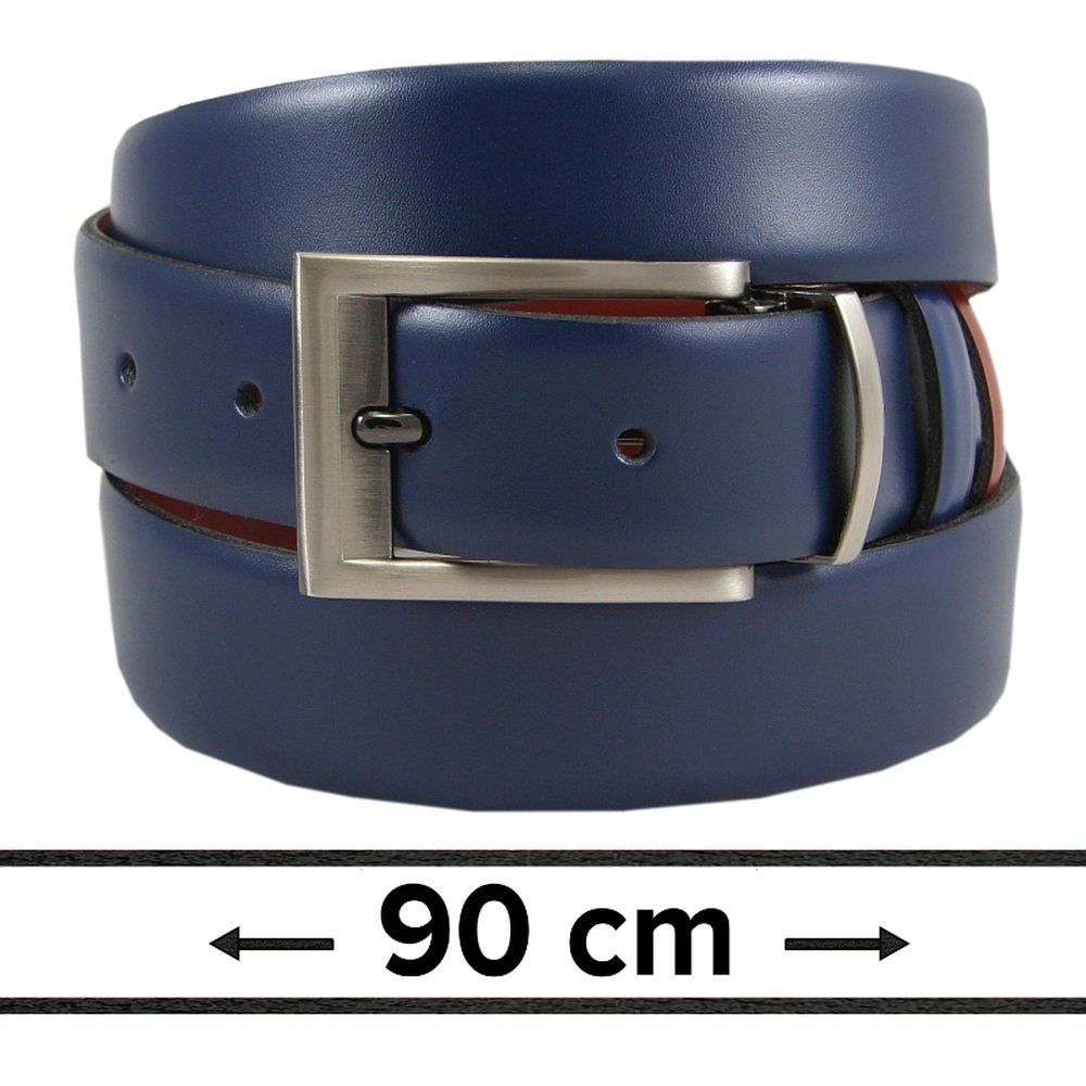 Pasek Dwustronny do Spodni Granatowo-Brązowy 90 cm, Elegancki, Męski, Skórzany -VICTORIO - Victorio
