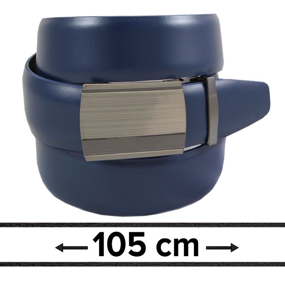 Pasek Granatowy do Spodni 105 cm, Automatyczna Klamra, Skórzany, Elegancki -VICTORIO - Victorio