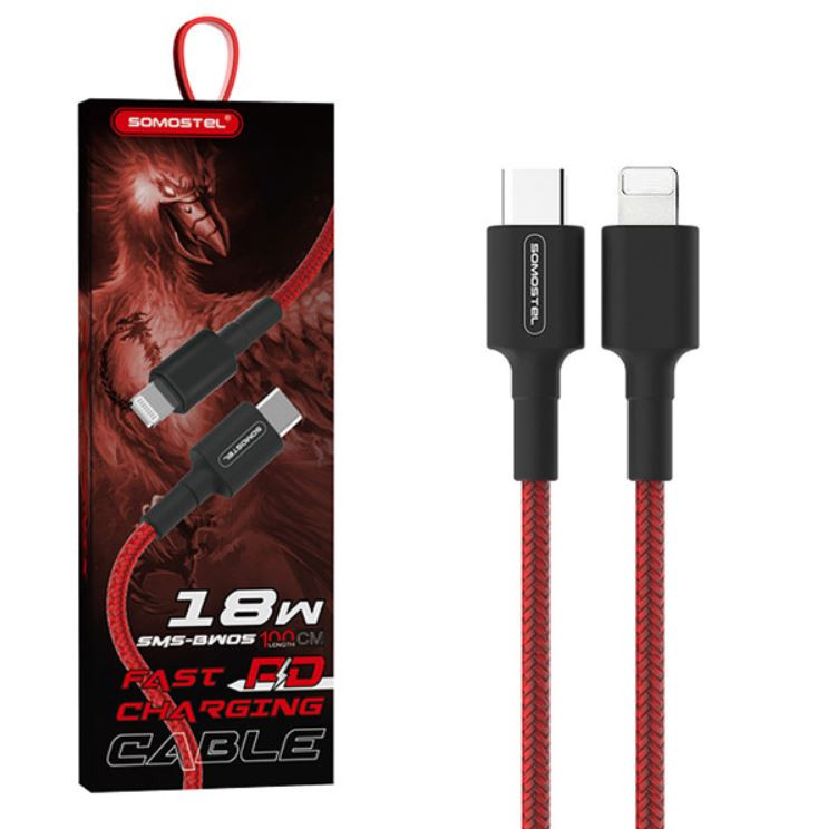 Фото - Кабель Somostel Kabel USB-C - Lightning 1 m 18 W  czerwony 