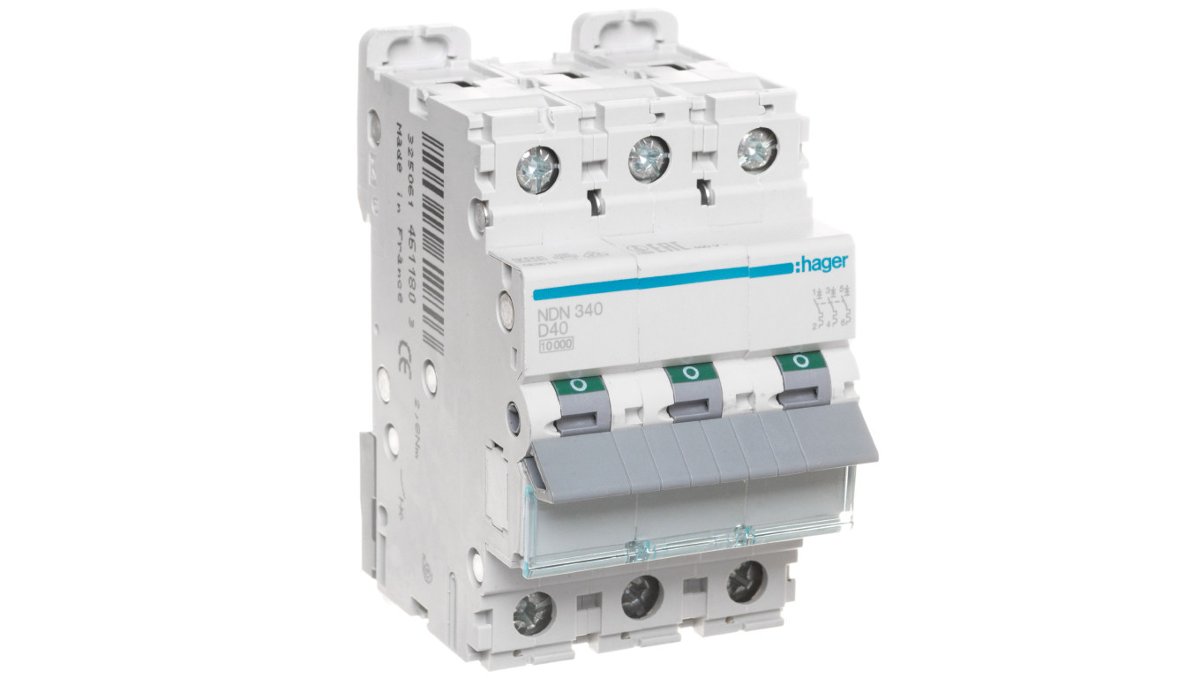 Hager Wyłącznik nadprądowy NDN 3P D40 10kA NDN340