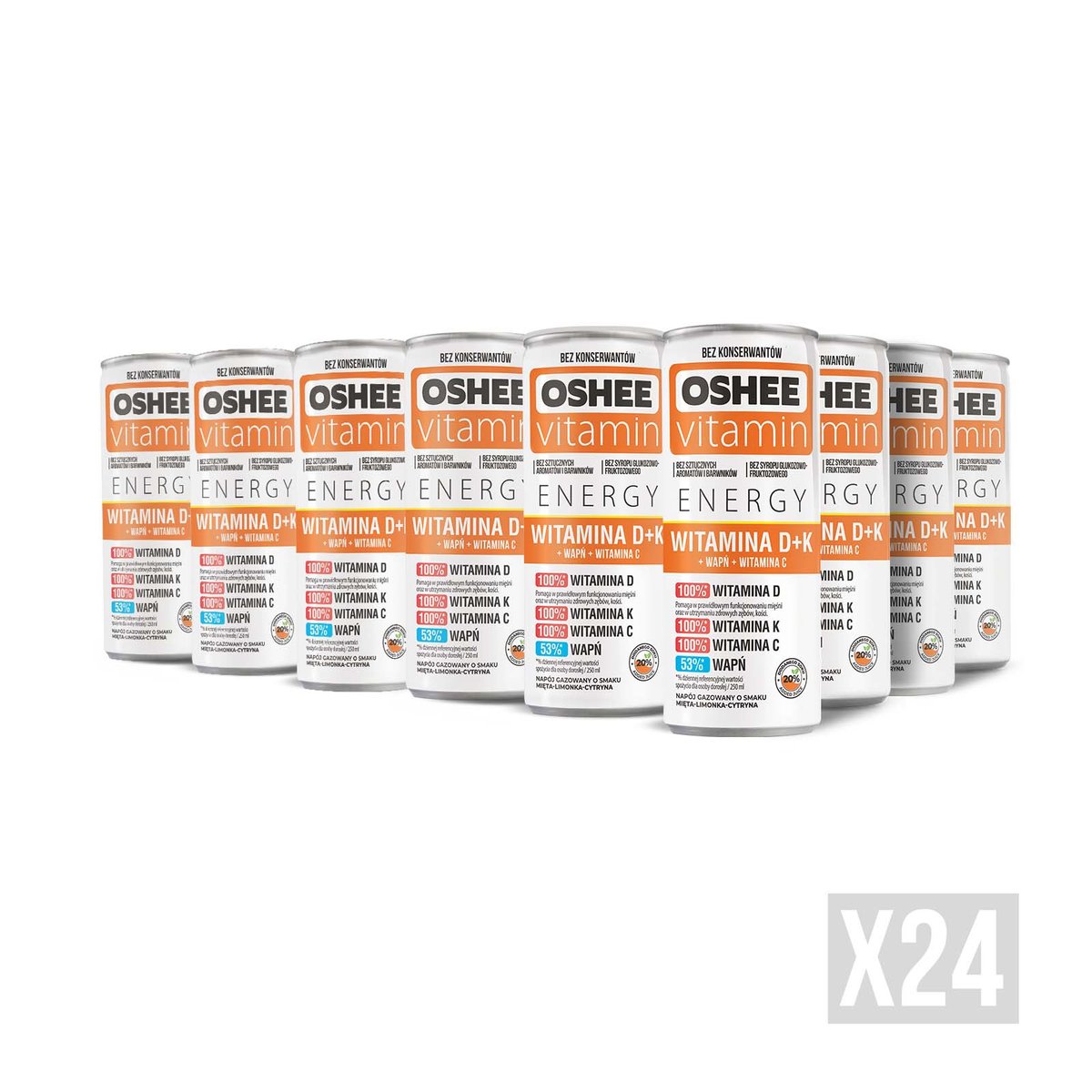 24x OSHEE Vitamin Energy Witamina D + K 250 ml