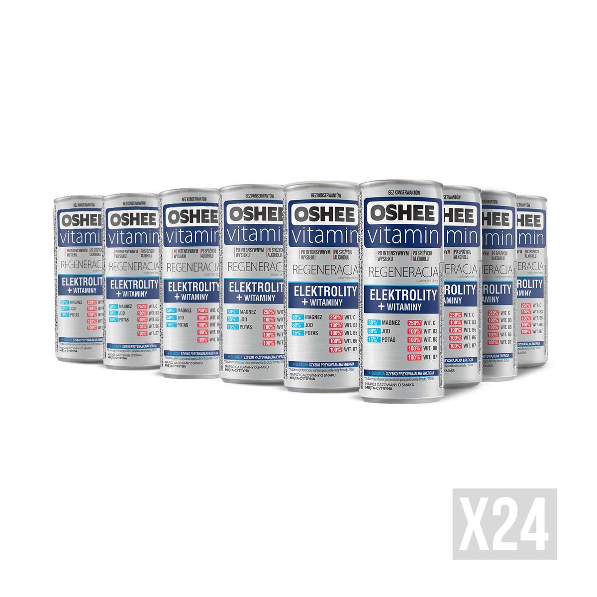 24x OSHEE Vitamin Recovery elektrolity mięta - cytryna 250 ml