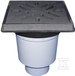 HL Wpust podwórzowy Perfekt DN160 z odejściem pionowym, ramą z żeliwa 260x260mm, kratką ściekową z żeliwa 226x226mm, klapą antyzapachową i koszem
