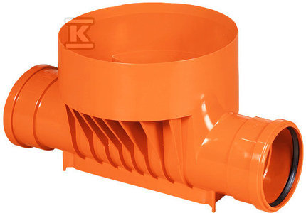 Kaczmarek Kineta PP 315x160, typ1 przelotowa, dla rury wznoszącej korugowanej 315mm oraz rury wlotowej gładkiej 160mm, z uszczelką, kolor pomarańczowy (studnia