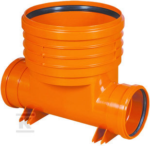 Kineta PP 400x200, typ1 przelotowa, dla rury wznoszącej gładkiej DN/OD 400mm oraz rury wlotowej gładkiej 200mm, z uszczelką, kolor pomarańczowy