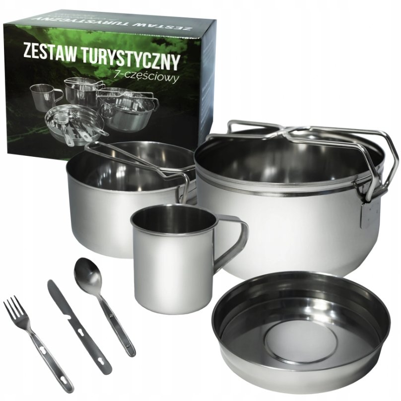 Naczynia Turystyczne Menażka Stalowa Zestaw 7 El.