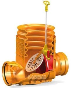 Kineta przelotowa 315x200 z zasuwą burzową do rury wznoszącej DN 315mm karbowanej (średnica zewnętrzna rury 355mm)