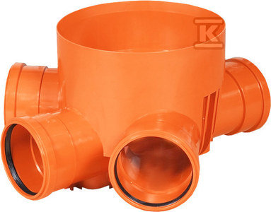 Kineta PP 315x160, typ2 zbiorcza, dla rury wznoszącej karbowanej 315mm oraz rury wlotowej gładkiej 160mm, z uszczelką, kolor pomarańczowy (studnia