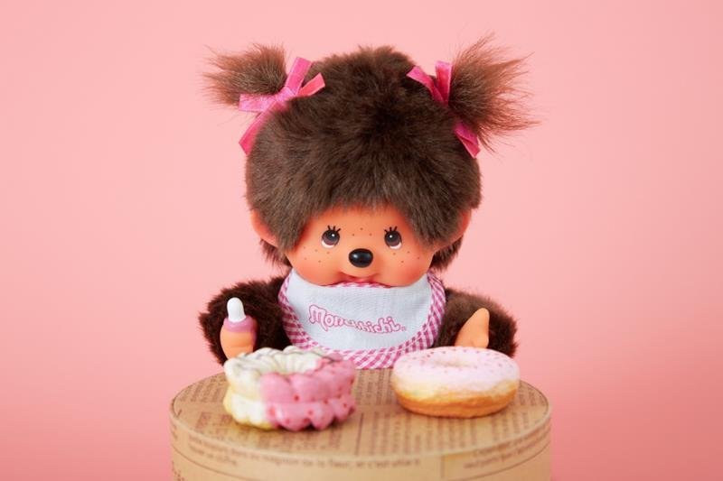 Monchhichi - Pluszowa małpka dziewczynka Classic, 20cm - Różowo-biała