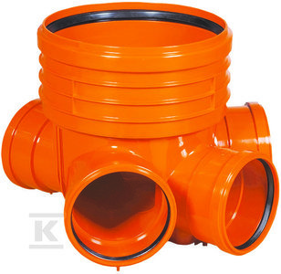 Kineta PP 400x200, typ2 zbiorcza, dla rury wznoszącej gładkiej DN/OD 400mm oraz rury wlotowej gładkiej 200mm, z uszczelką, kolor pomarańczowy