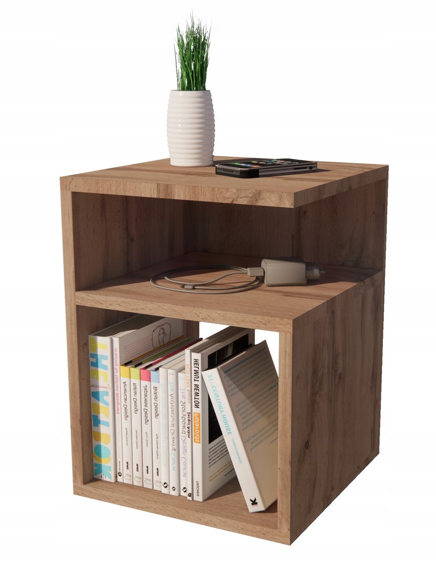 Szafka Nocna Szóstka,Stolik Bez Szuflad,Dąb Wotan