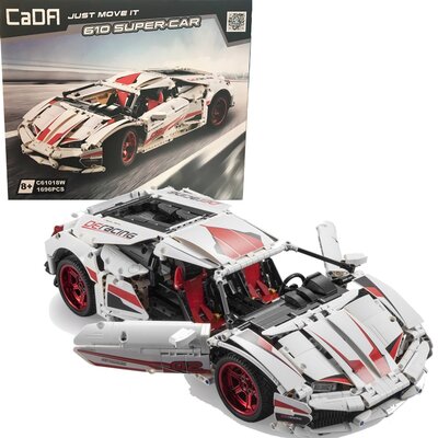 CaDA Italian Super-Car 1:10 biały 10-cylindrowy 1696 części bez silników kompatybilny z LEGO Technic C61018W C61018W