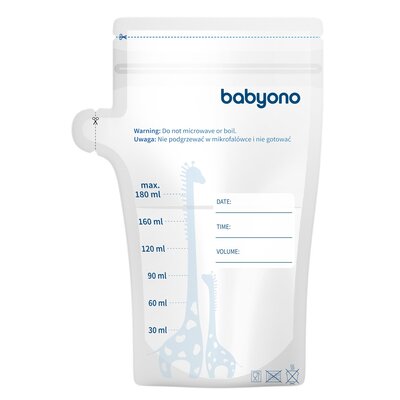 BabyOno Woreczki do przechowywania pokarmu 180ml 30 sztuk