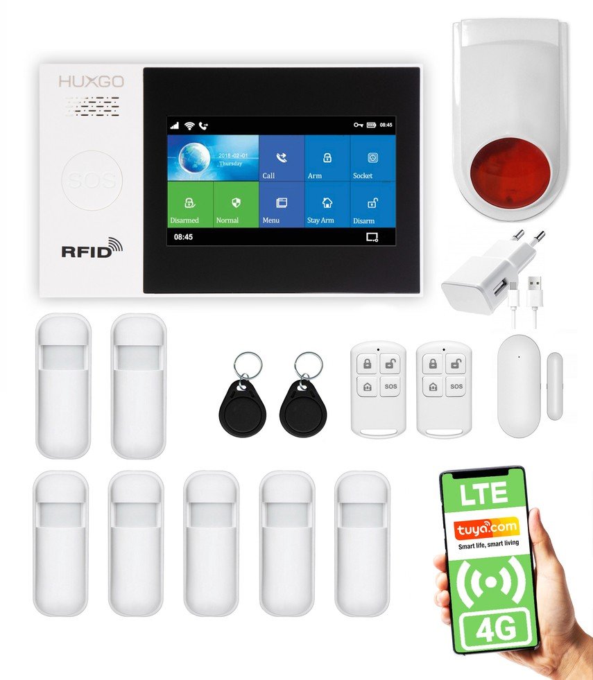 Bezprzewodowy Alarm 4G Lte Gsm + Wifi - Hxa007 R7 + Syrena Bezprzewodowa 120 Db