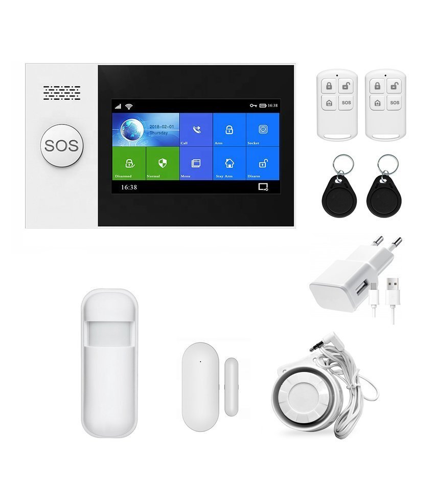 Bezprzewodowy alarm 2G GSM + WiFi - HXA007 R1 + syrena przewodowa 105 db kompatybilny z aplikacją TUYA SMART