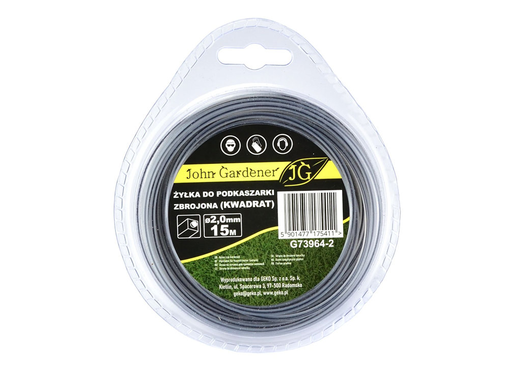 ŻYŁKA TNĄCA DO KOS I PODKASZAREK 2 MM 15 MB JG G73964-2 KWADRAT ZBROJONA