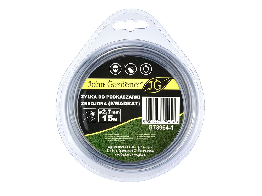 ŻYŁKA TNĄCA DO KOS I PODKASZAREK 2,7 MM 15 MB JG G73964-1 KWADRAT ZBROJONA