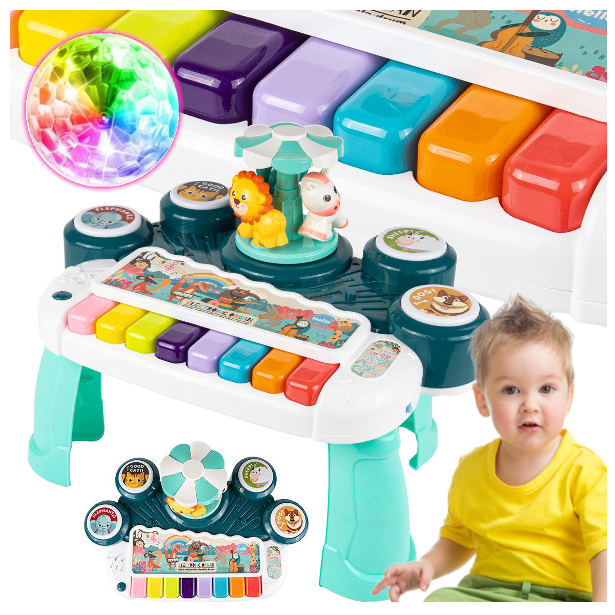 Stolik EDUKACYJNY INTERAKTYWNY PIANINO kula DISCO U777