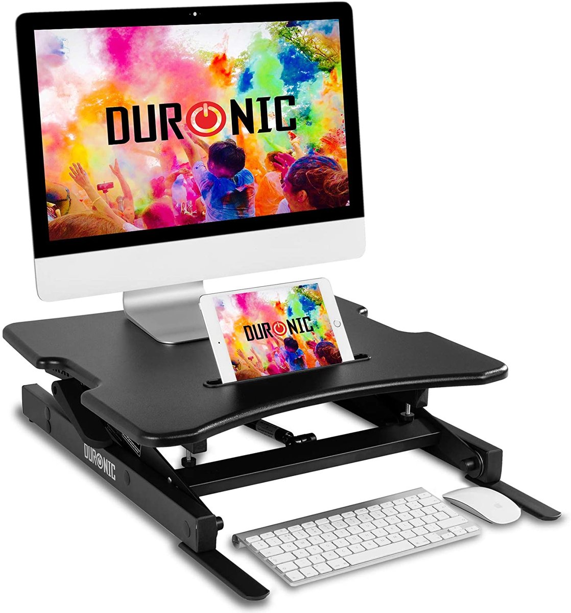 Duronic DM05D18 Nakładka biurko stojąco - siedzące | uchwyt na monitor i klawiaturę | biurko do pracy na stojąco | podnośnik do komputera | stacja r..