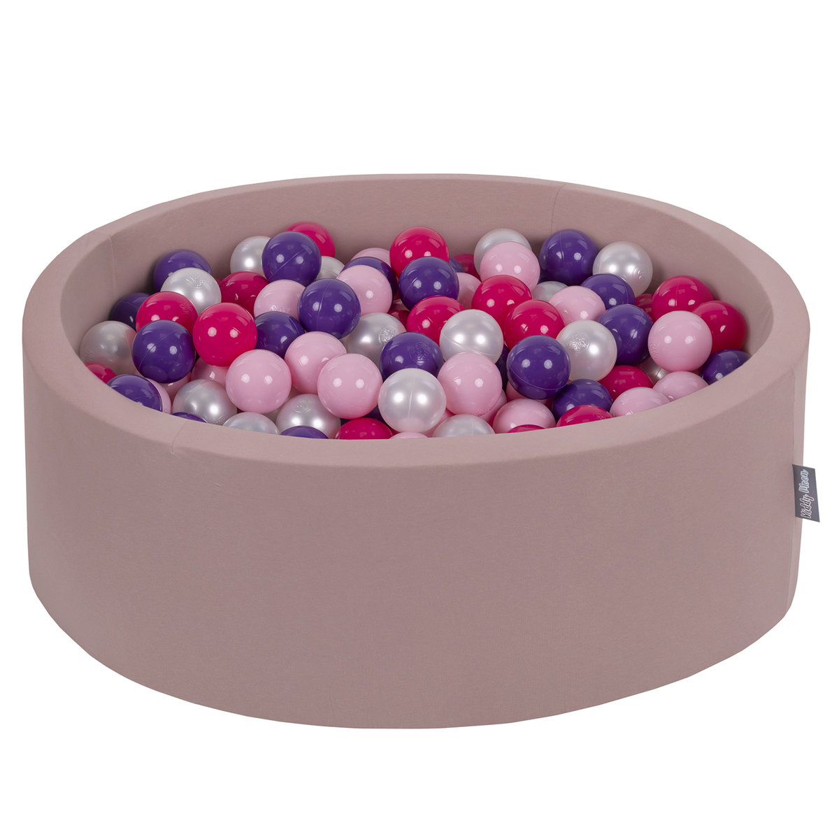 KiddyMoon Suchy basen okrągły z piłeczkami 7cm wrzosowy: pudrowy róż-perła-fiolet-ciemny róż 90x30cm/200piłek Zabawka basen piankowy