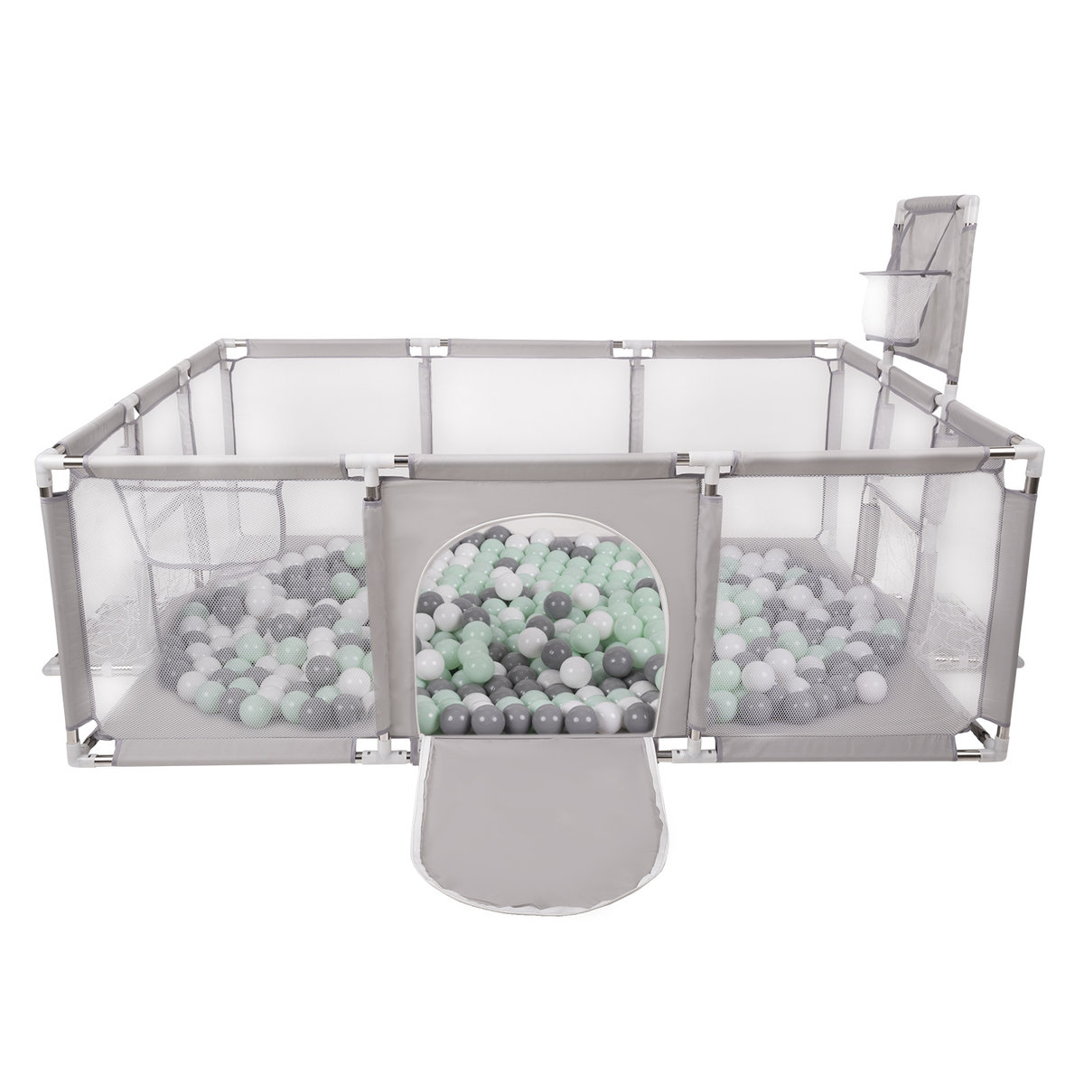 Selonis Boisko BO-100X z piłeczkami 6cm szary: biały-szary-mięta 180x122x62/400piłek Zabawka kojec