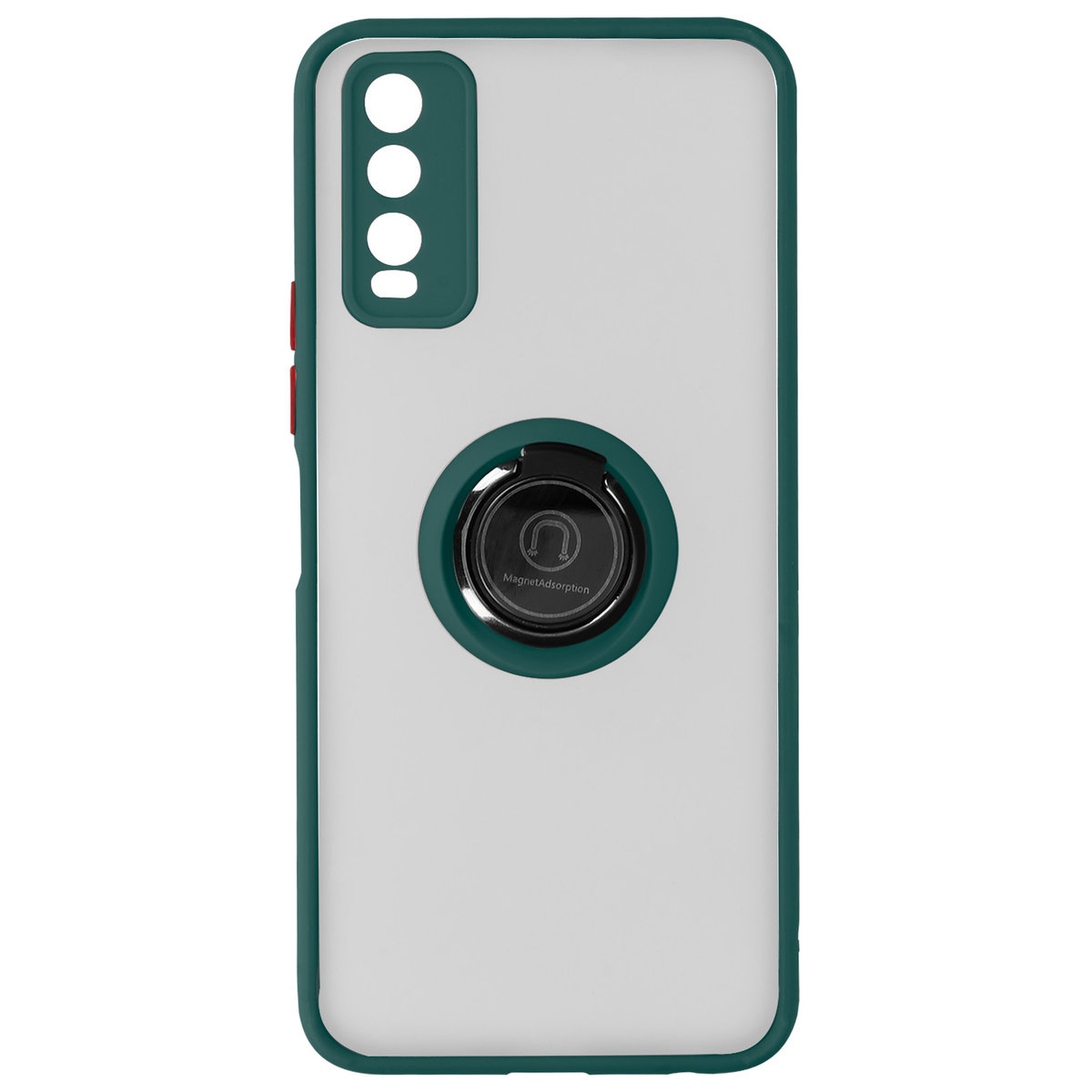 Etui do Vivo Y20s Bi-materiał Metal Ring Support - zielony