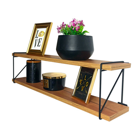 Industrialna półka ścienna z metalowym uchwytem dąb craft P0-C00