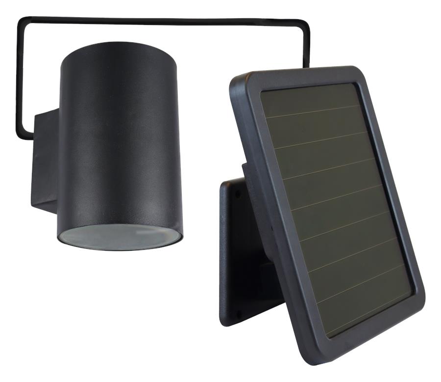 Lampa elewacyjna solarna LED LAMPADA kinkiet tuba czarna IP44 Volteno